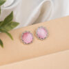 Silver Pink Flower Stud Earring