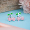 Silver Cherry Heart Stud Earring