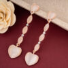 Pink Peach Heart Dangler Earrings