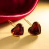 Maroon Heart Drop Earrings