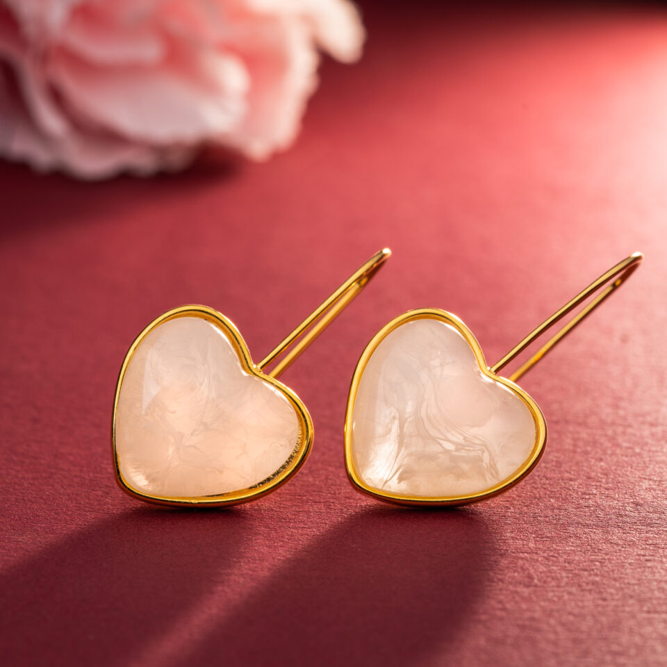 Pearl White Heart Drop Earrings