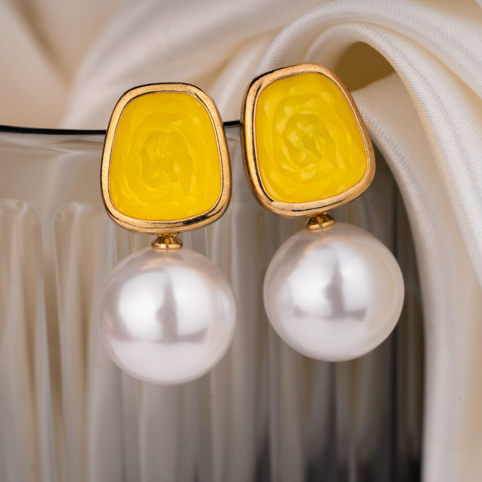 Lemon Quartz Pearl Drop Earring