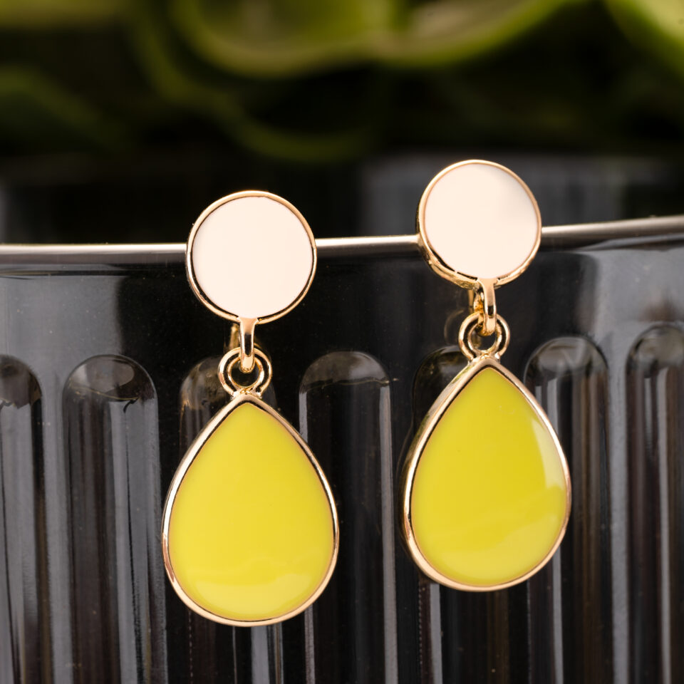 Brass Gold Multicolor Drop Earring - Lemon