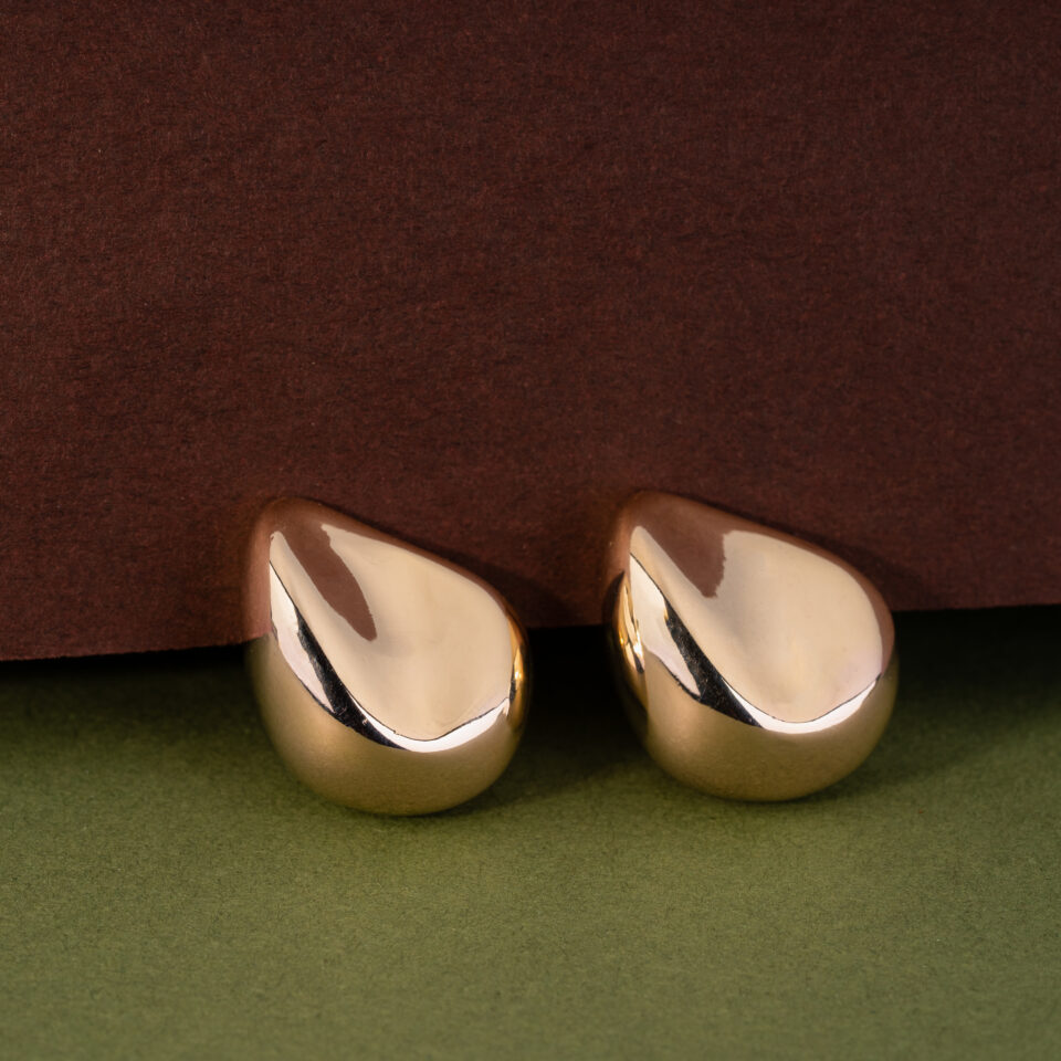 Brass Gold Sculptured Drop Stud Earring