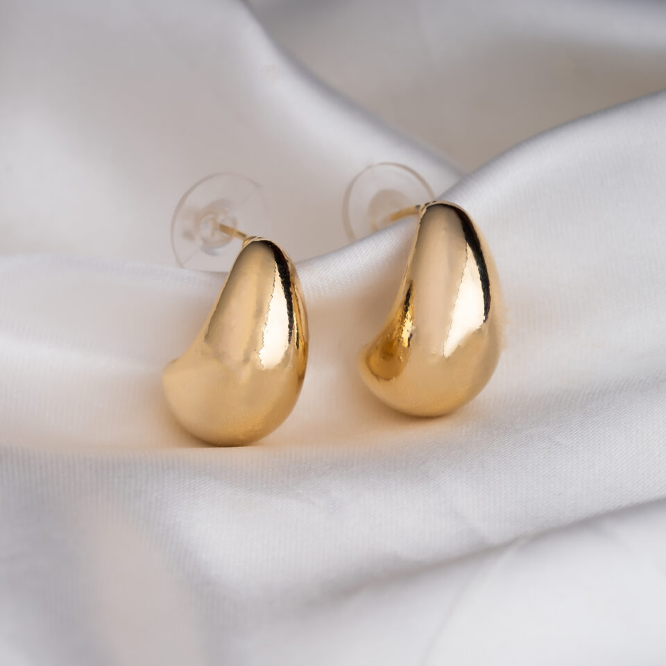 Brass Gold Drop Stud Earring