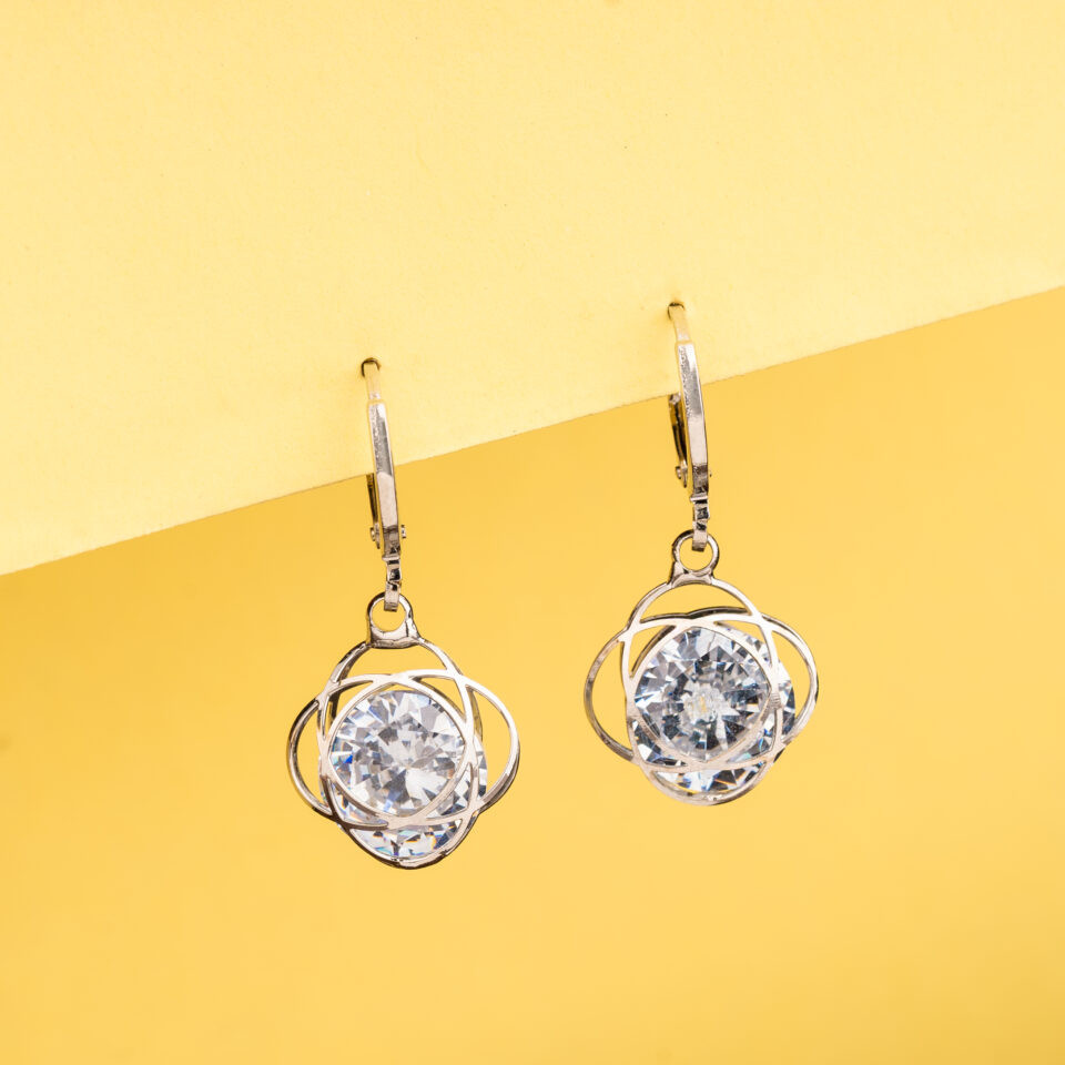 Silver Floral Drop Earrings