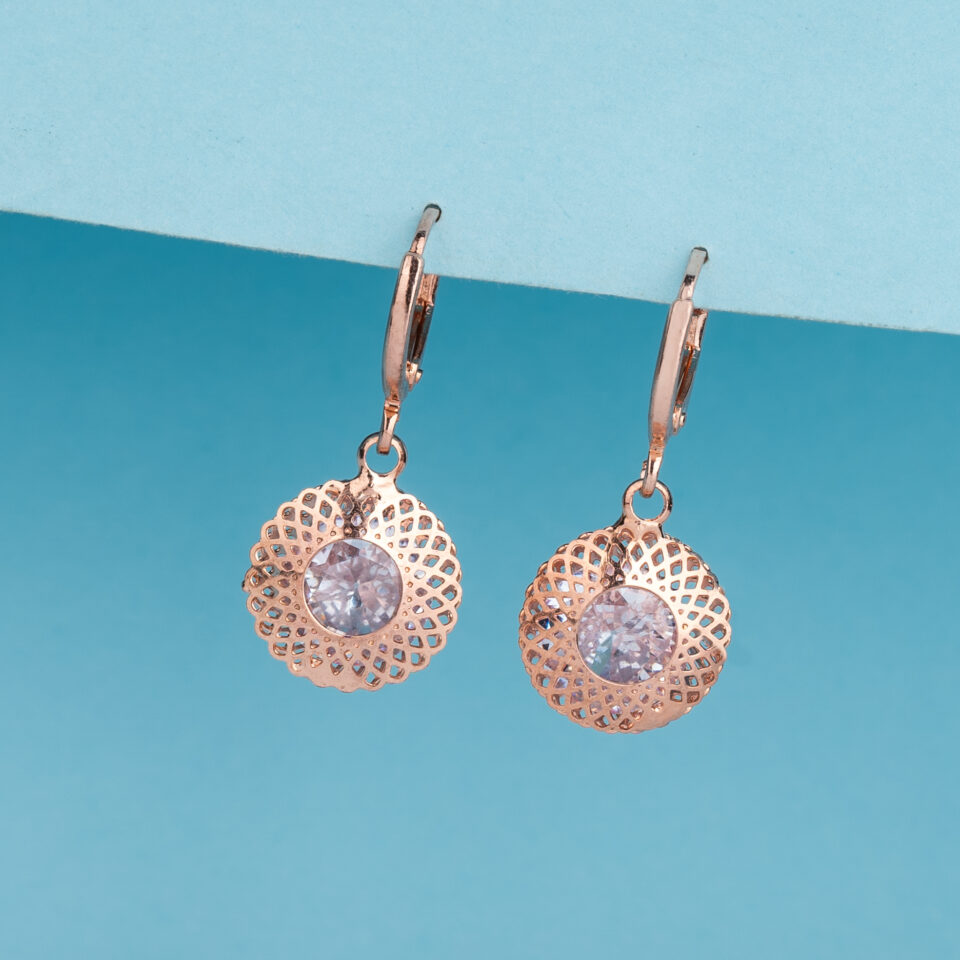 Rose Gold Floral Drop Earrings