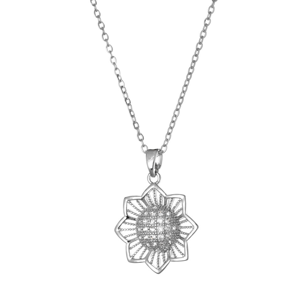 Silver Sunflower Brilliance Necklace