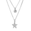 Silver Double Layered Sparkling Starfish Necklace