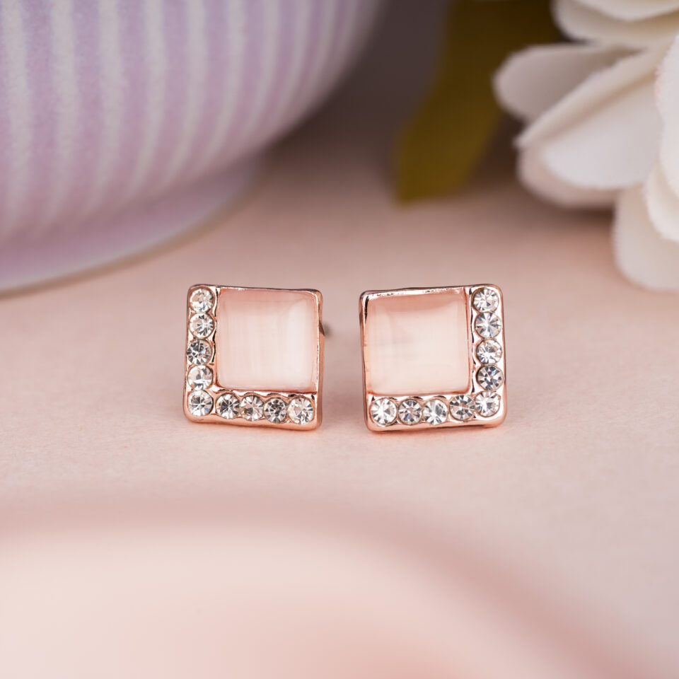 Rose Gold Elegant Square Stud Earring