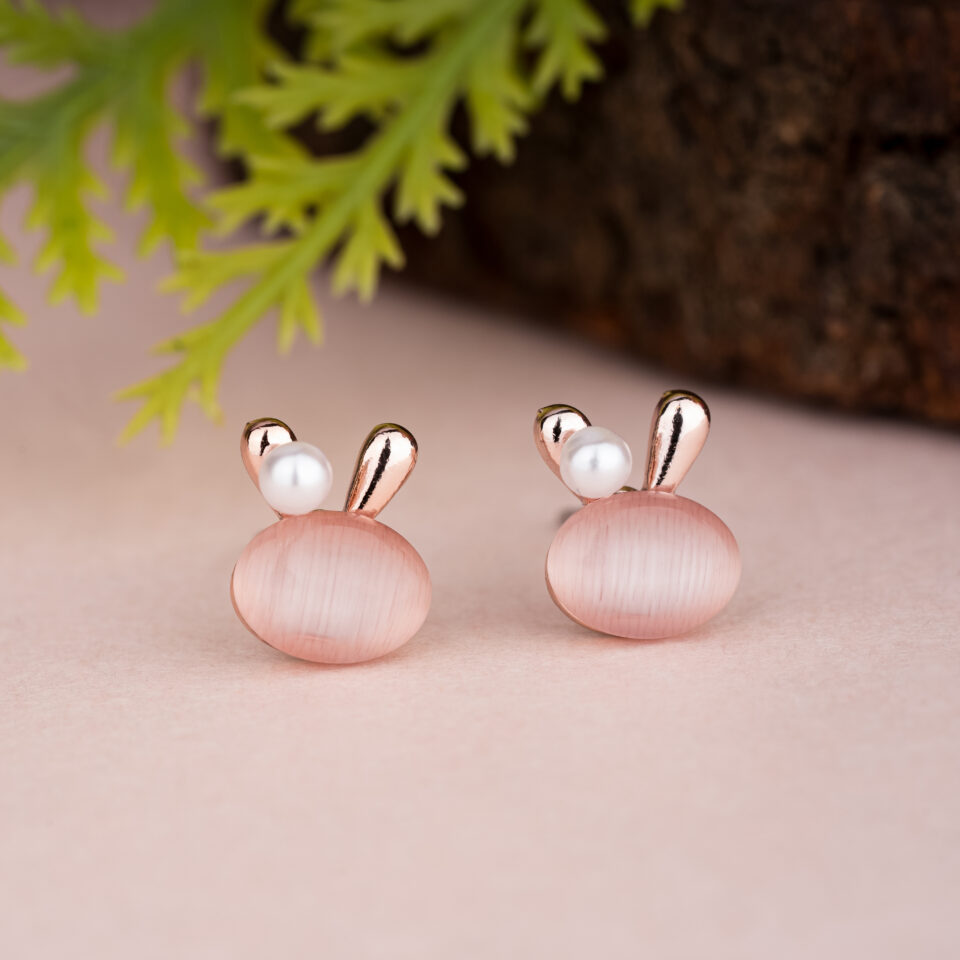 Rose Gold Bunny Stud Earring