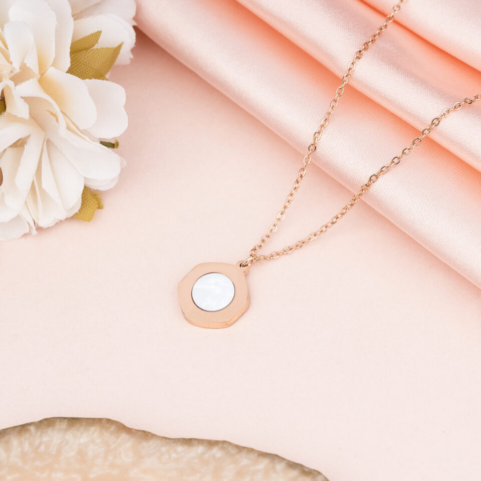 Rose Gold Roman White Alphabet Necklace