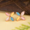 Rose Gold Multicolored Flower Stud Earring