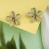 Rose Gold Green Flower Stud Earring