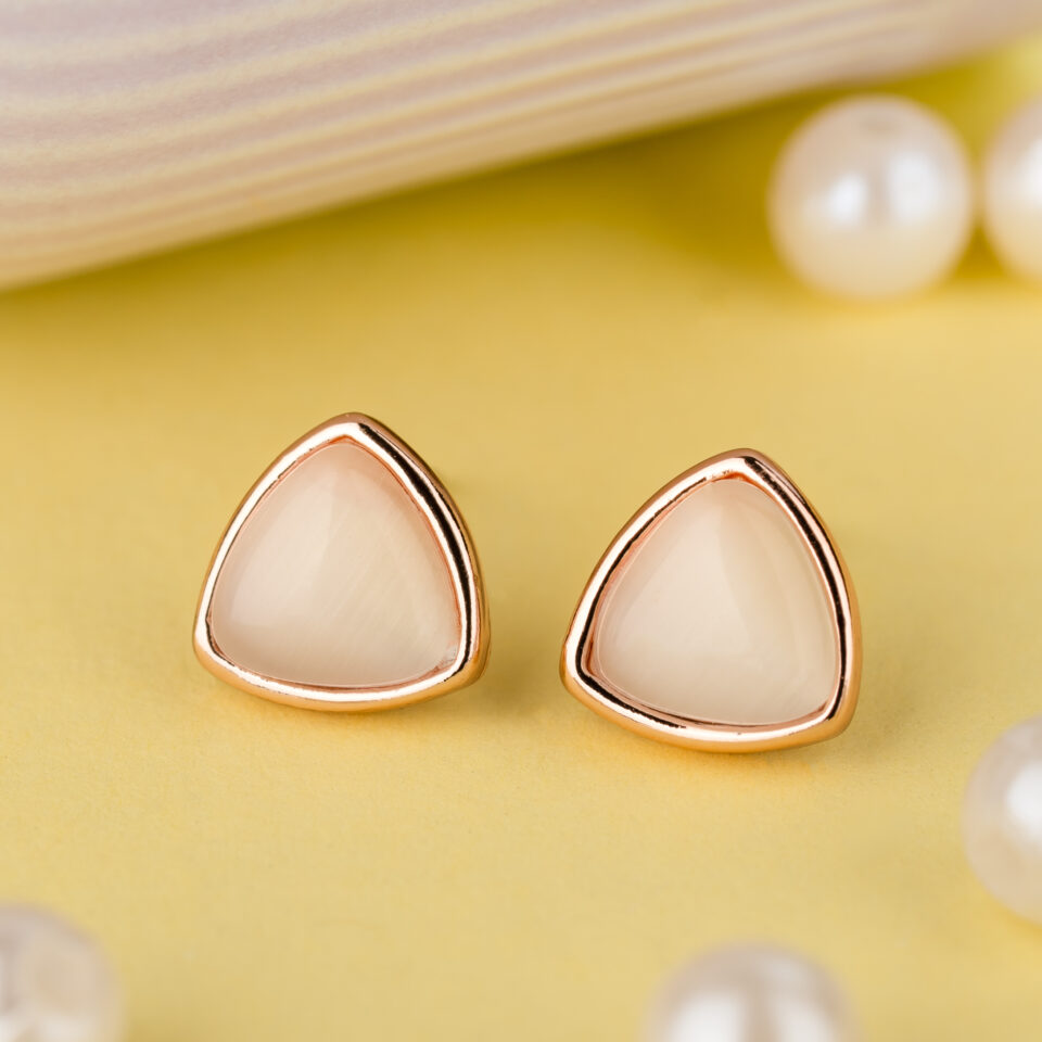 Rose Gold Tiny Triangle Stud Earring