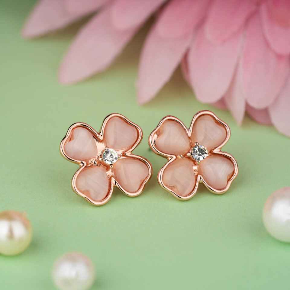 Rose Gold Cute Flower Stud Earring