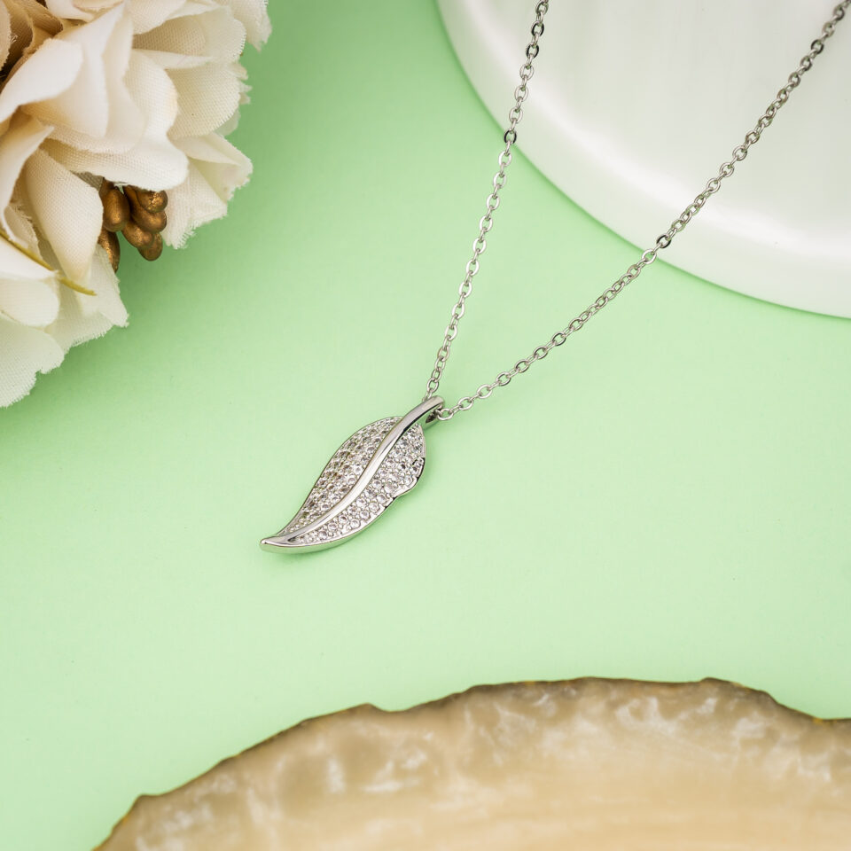 Silver Feather Touch Necklace