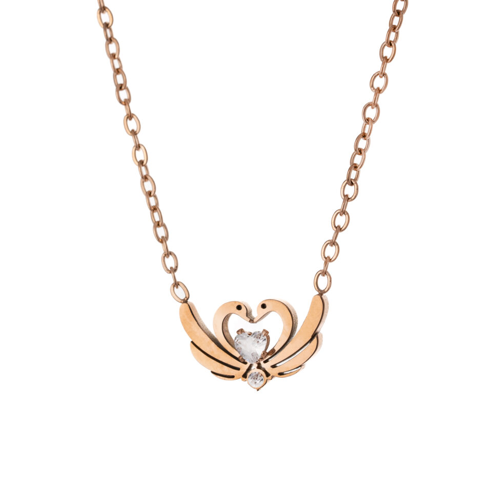 Rose Gold Swan Love Necklace