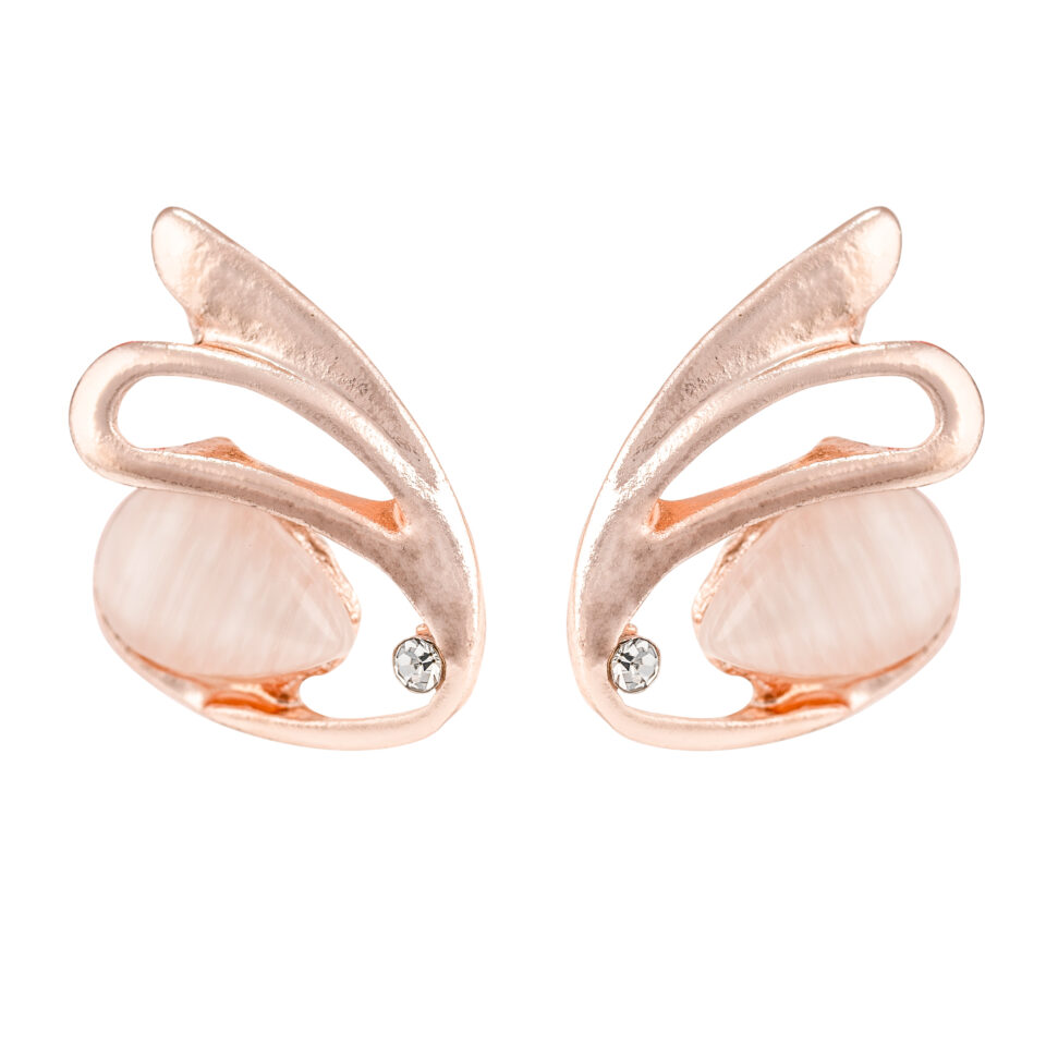 Rose Gold Swan Wing Stud Earring