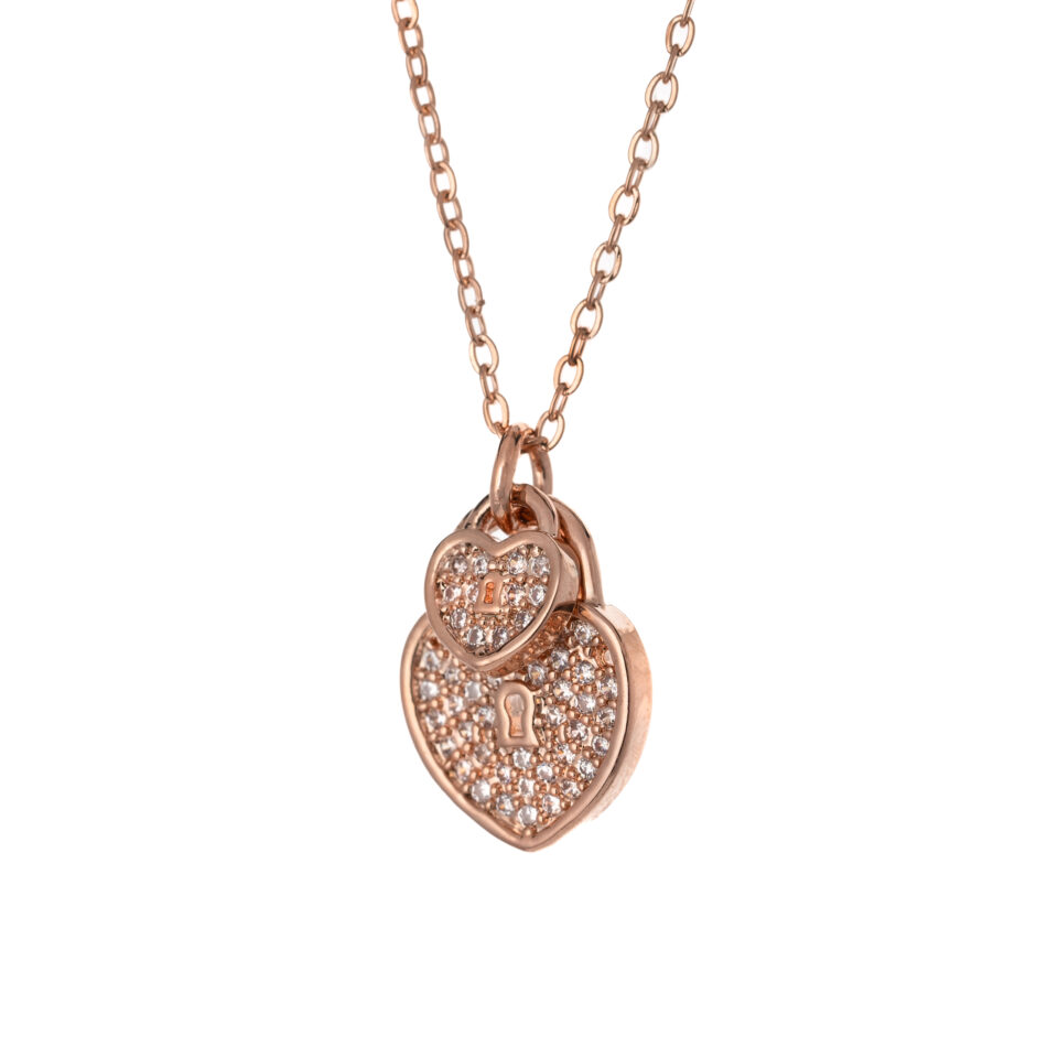 Rose Gold Dual Heart Charm Necklace