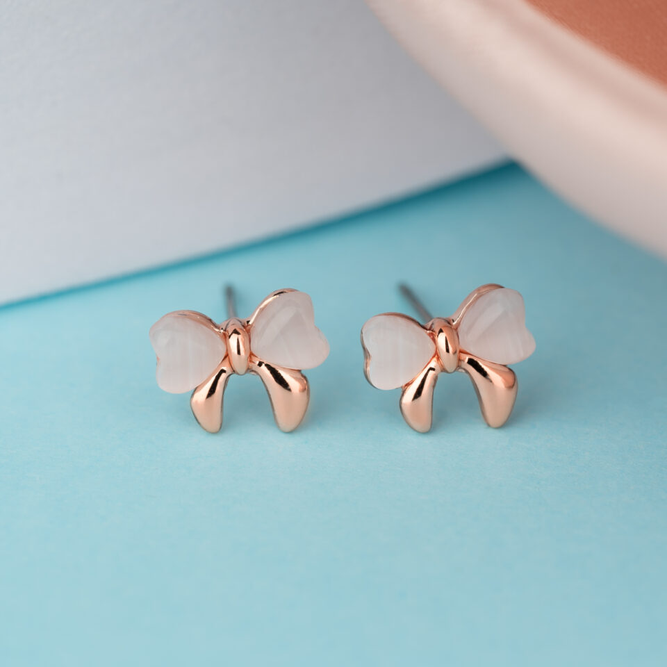 Rose Gold Bow Knot Stud Earrings