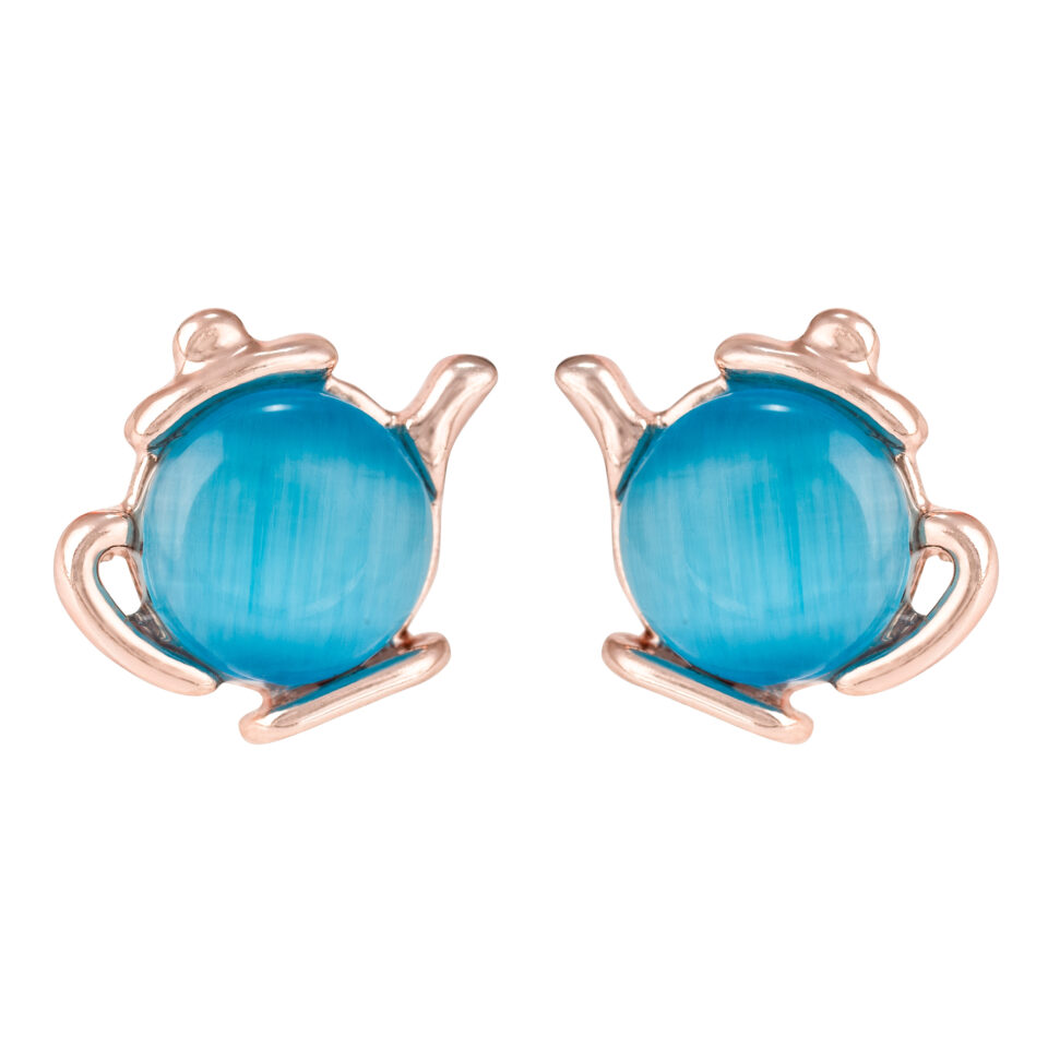 Rose Gold Dainty Teapot Stud Earring