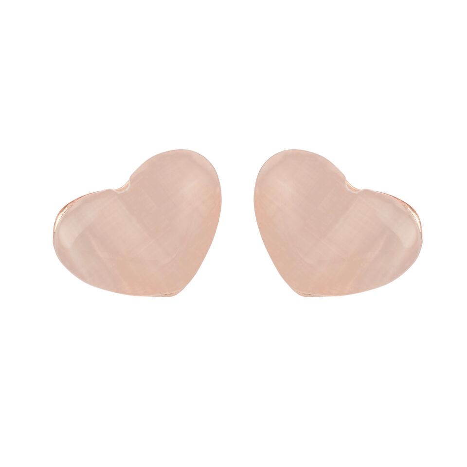 Rose Gold Heart Charm Stud Earring