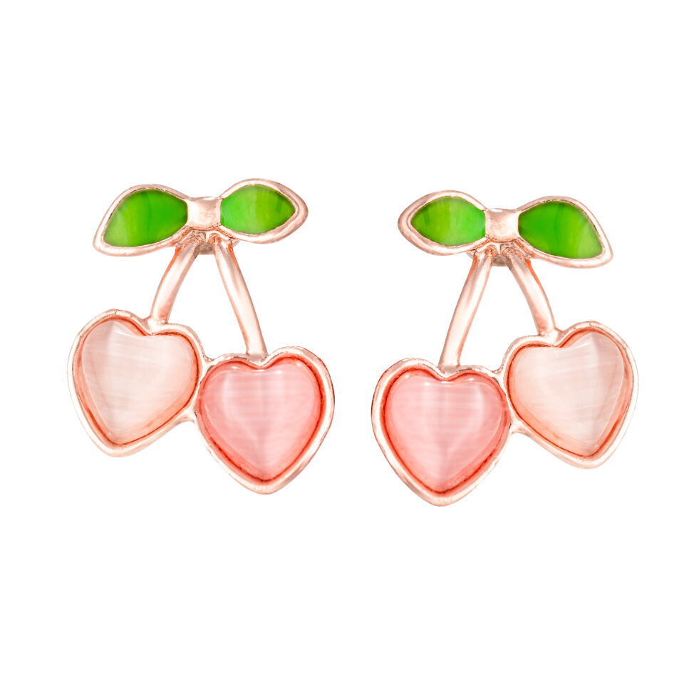 Rose Gold Dainty Cherry Stud Earring