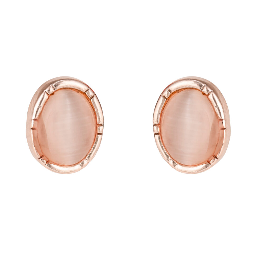 Rose Gold Oval Dainty Stud Earring