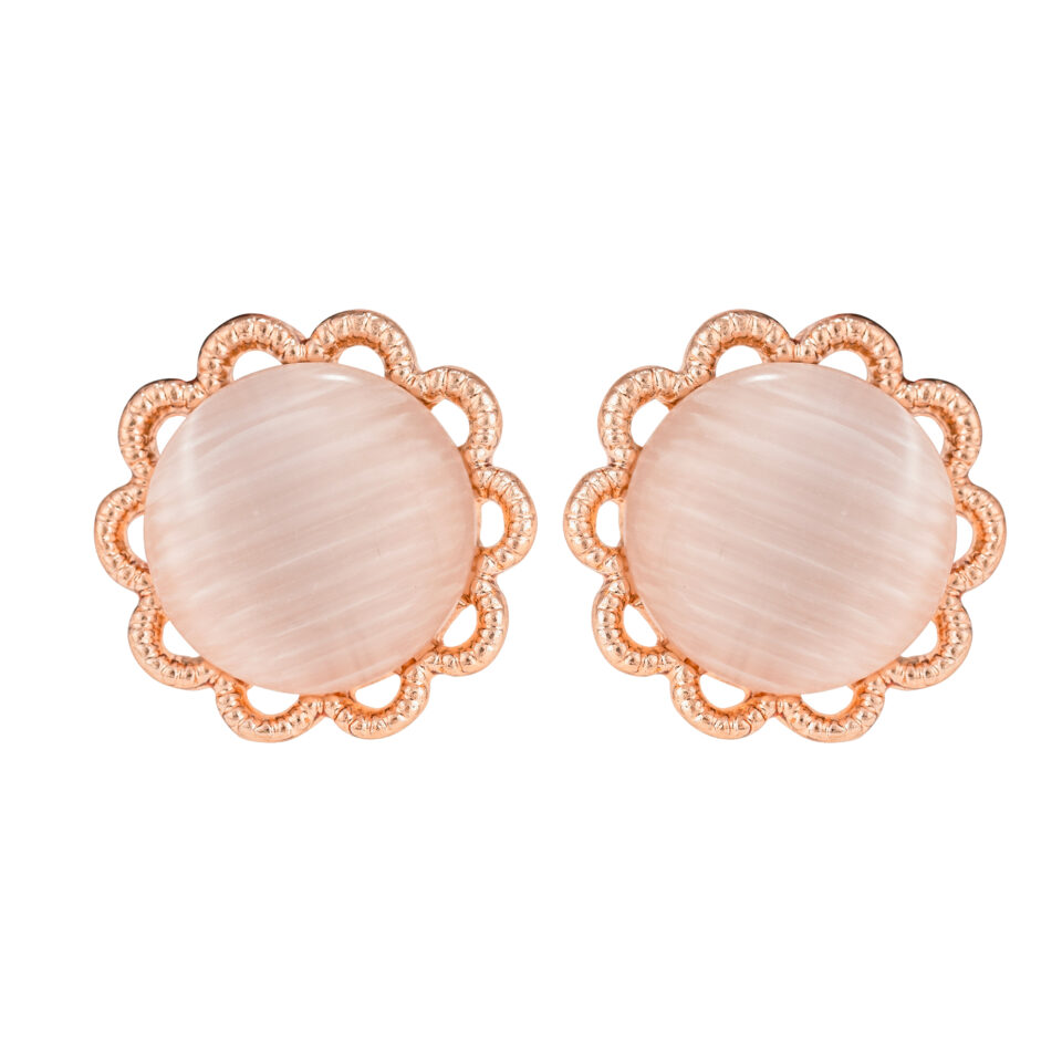 Rose Gold Moonstone Stud Earring