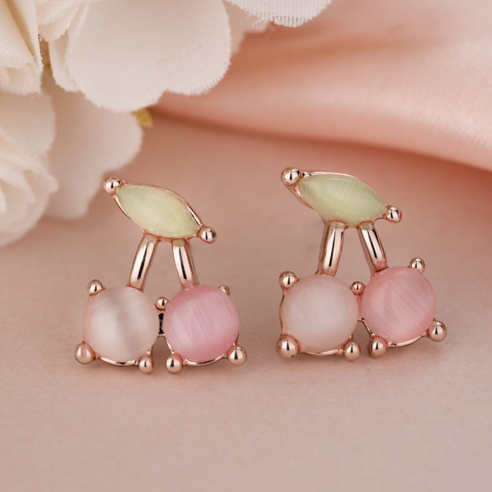 Rose Gold Cute Peach Stud Earrings