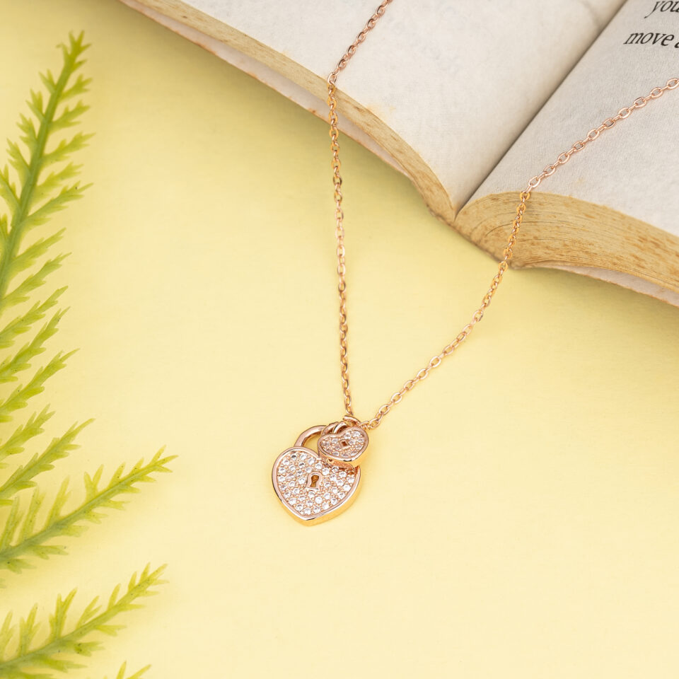 Rose Gold Dual Heart Charm Necklace