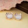 Rose Gold Cute Kitty Stud Earrings