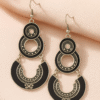 Oxidised Silver Black Enamel Work Double Dangler Chandbali Earrings for Women