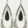 Vintage Black Stone Teardrop Dangle Earrings