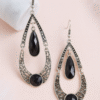 Vintage Black Stone Teardrop Dangle Earrings