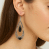 Vintage Black Stone Teardrop Dangle Earrings