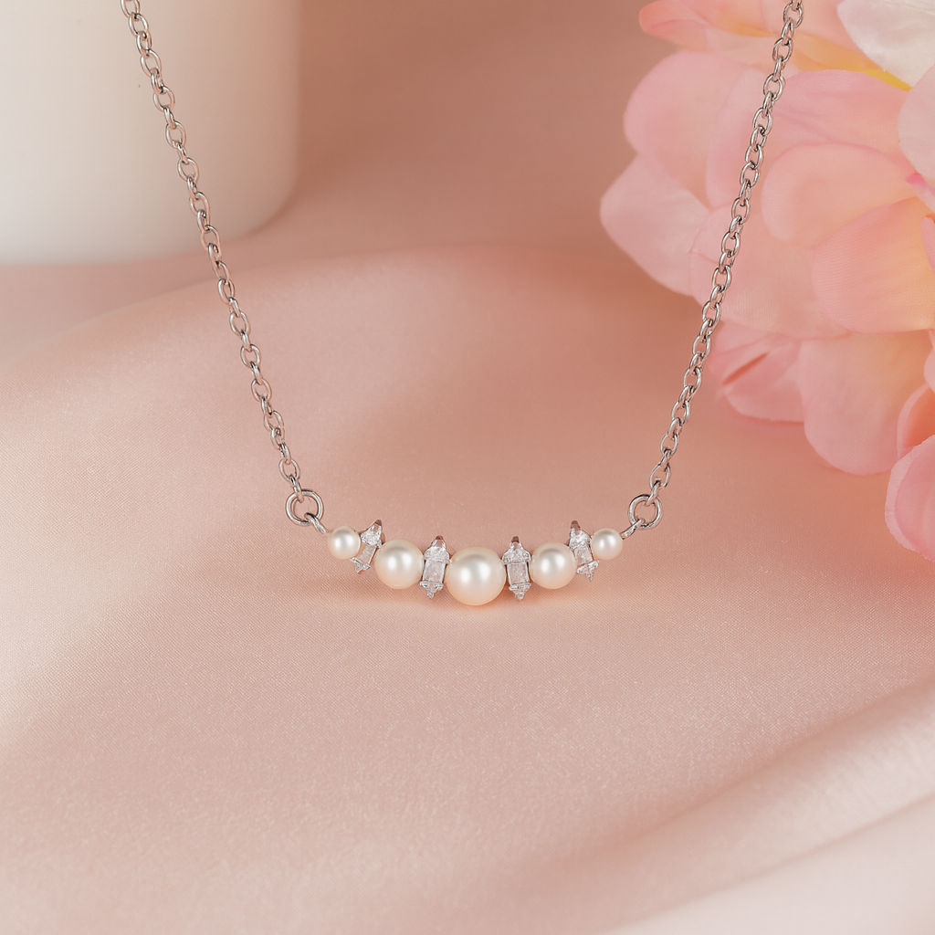 Charmiq Elegant Pearl Cz Necklace For Women 4