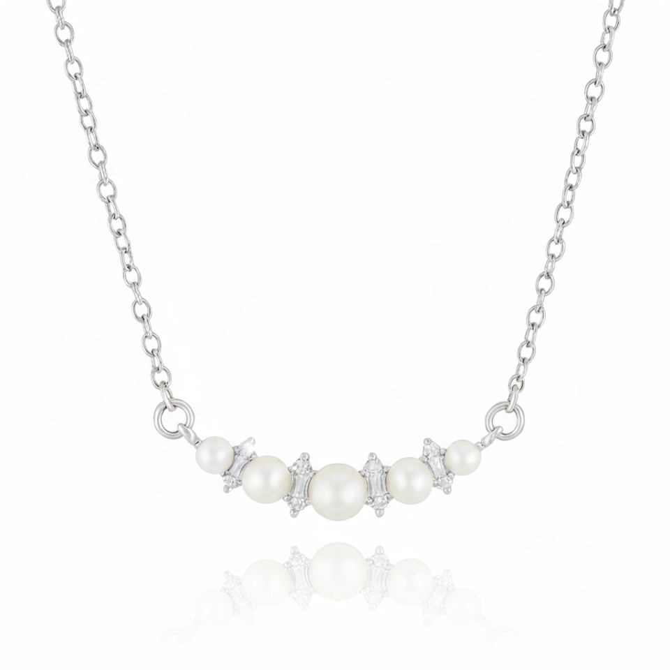 Elegant Pearl & CZ Necklace for Women | Stainless Steel Anti-Tarnish Chain | Everyday Wear Jewelry | Gift for Girls & Women| Hypoallergenic, Skin-friendly, and Built to Last Jewels