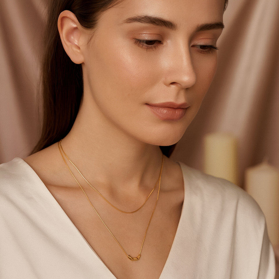 Stainless Steel Gold Plated Bead Necklace For Women Anti 2