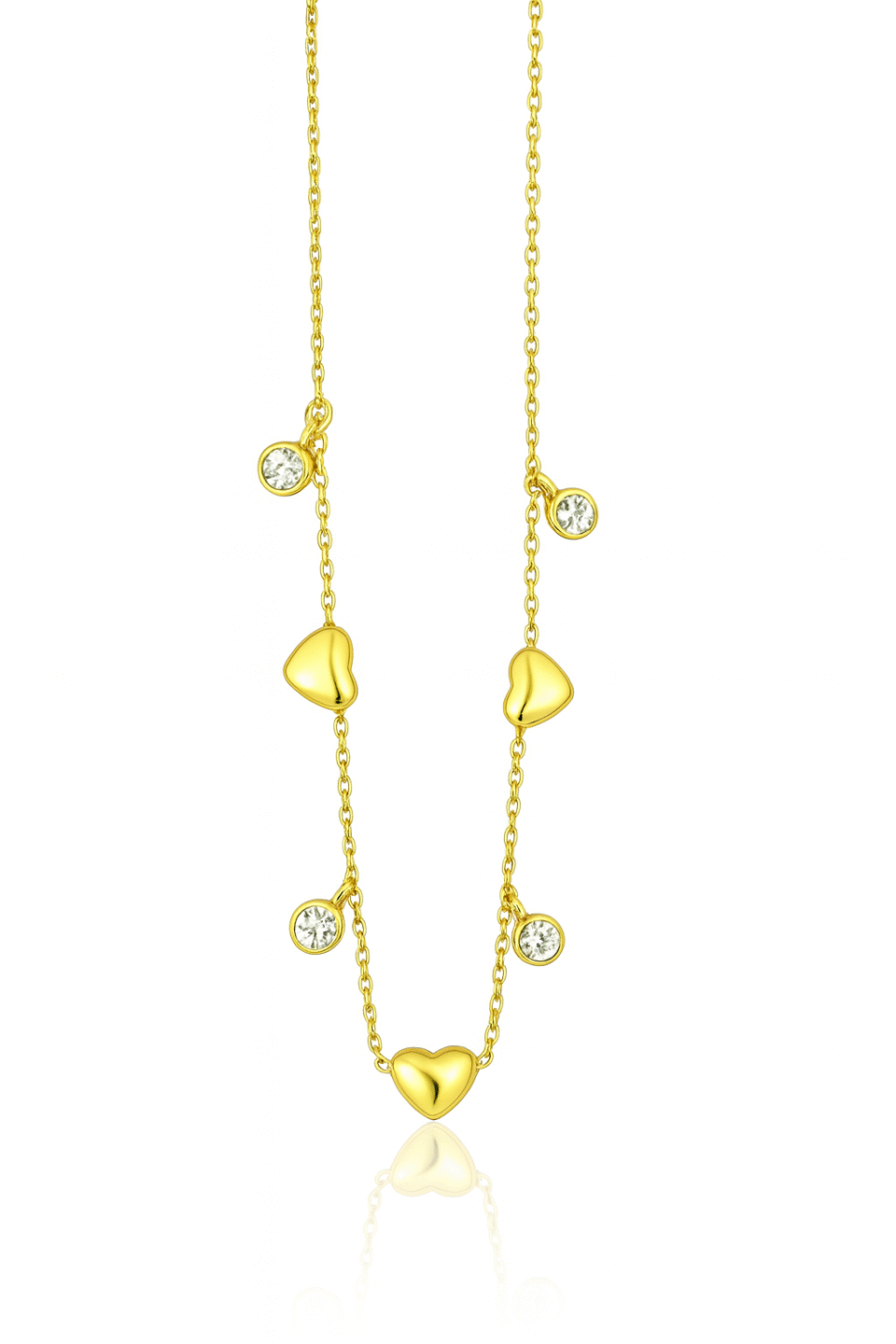 Stainless Steel Gold-Plated Heart & CZ Necklace for Women | Anti-Tarnish Everyday Wear Jewelry