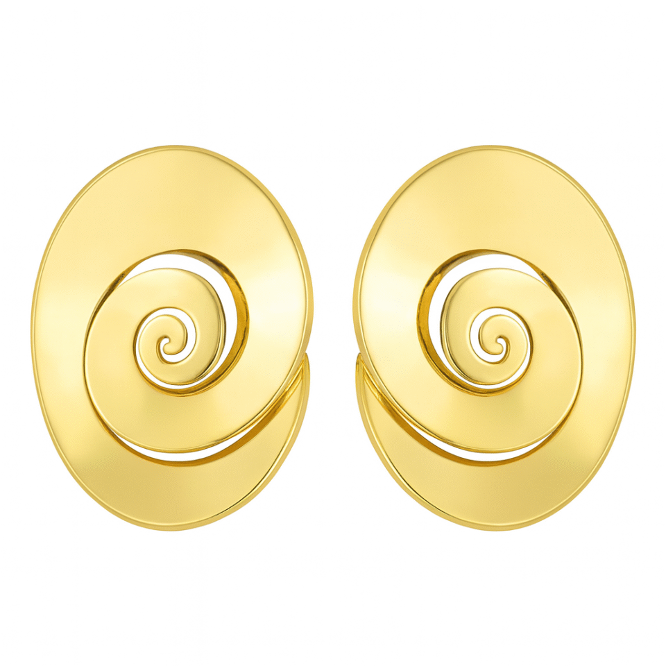 Celebrity Inspired Brass Spiral Stud Earrings