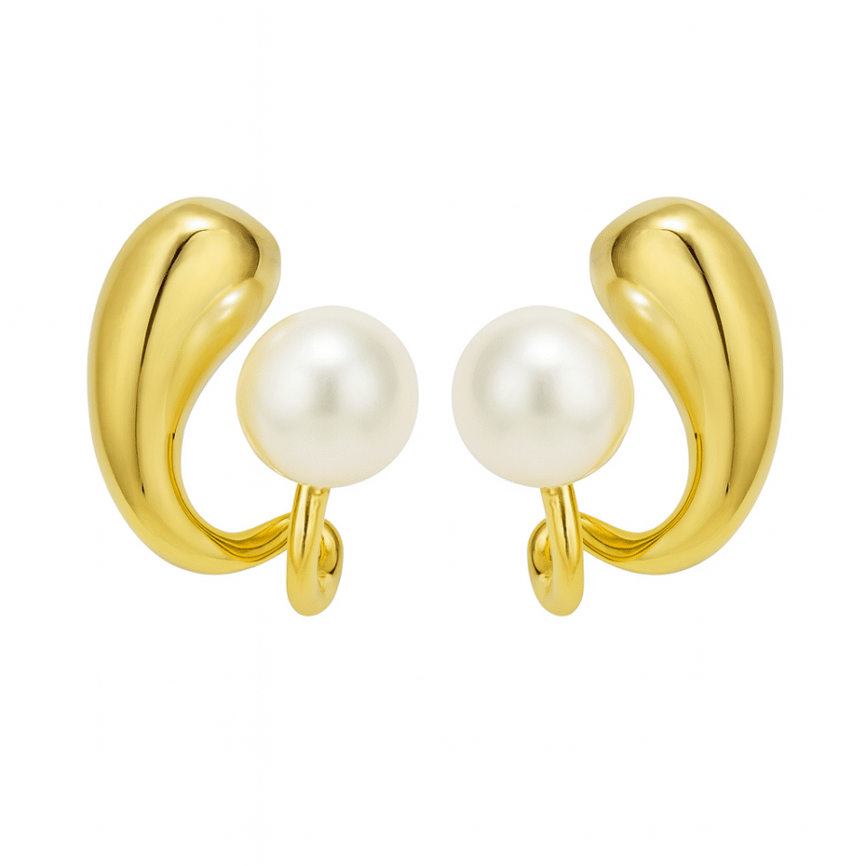 Anti-Tarnish Gold & Pearl Earrings for Women