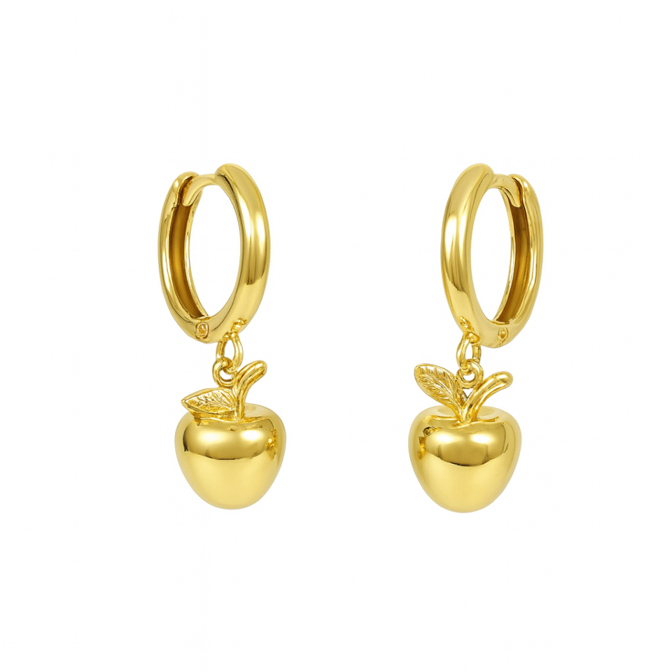 Anti-Tarnish Gold Apple Hoop Earrings for Women