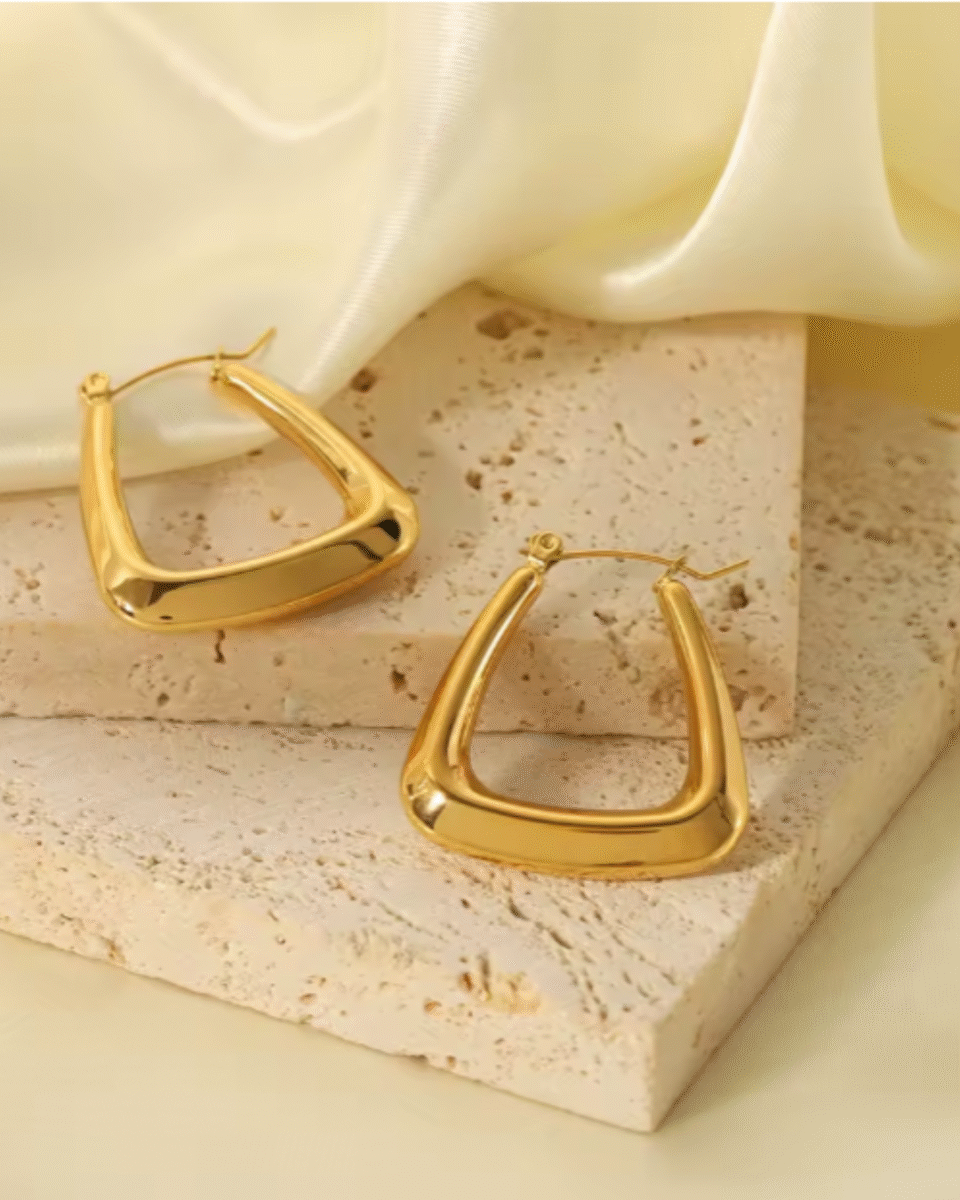 Geometric Gold Hoop Earrings – Modern Luxe