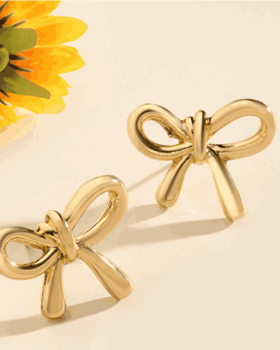 Golden Bow Stud Earrings – Anti Tarnish Daily Wear