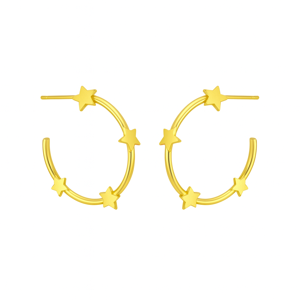 Anti Tarnish Gold Star Hoop Earrings For Women Charmiq 4