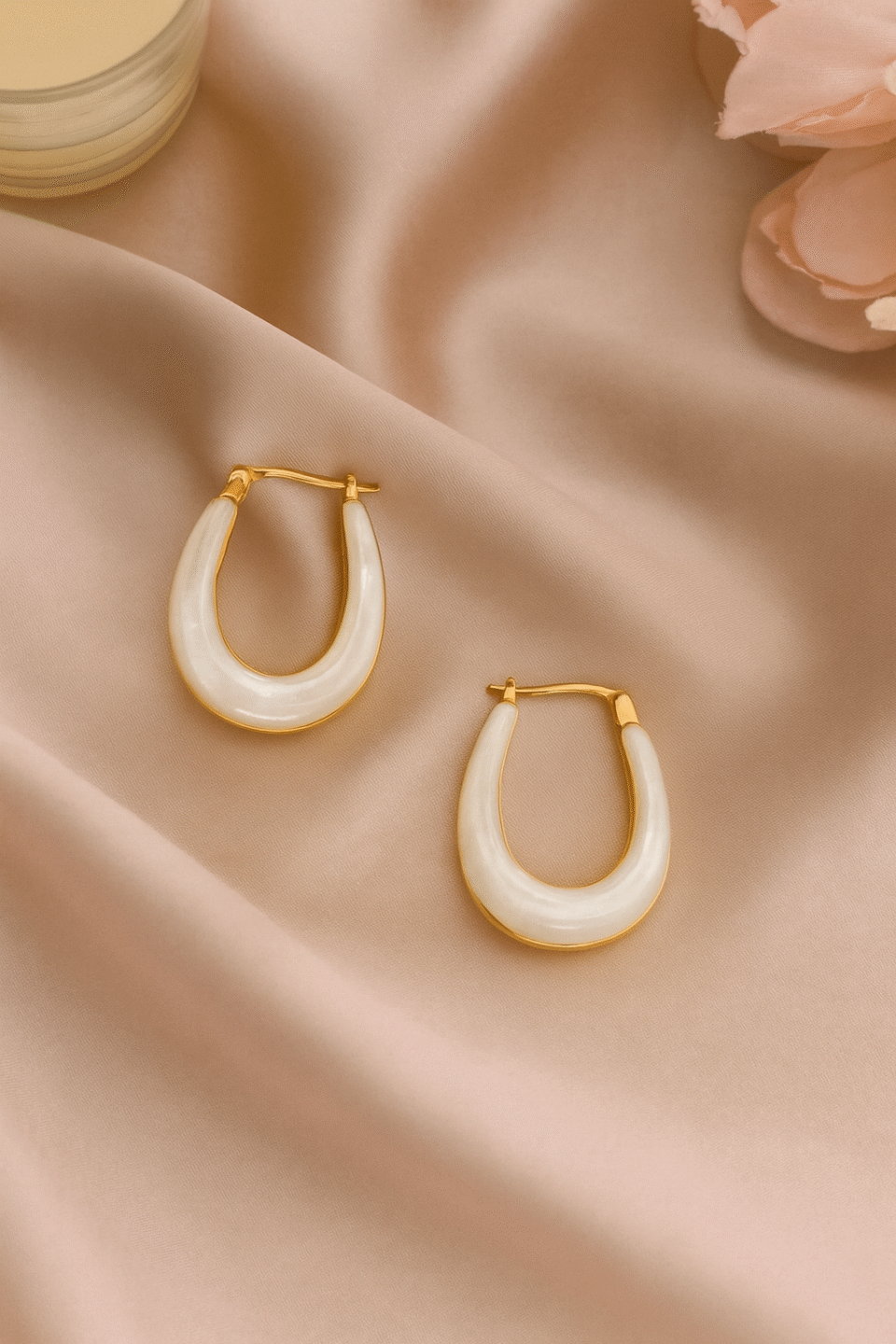Anti-Tarnish White & Gold Hoop Earrings for Women | Charmiq Jewellery