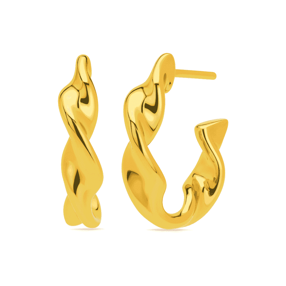 Anti Tarnish Gold-Tone Twisted Stud Earrings