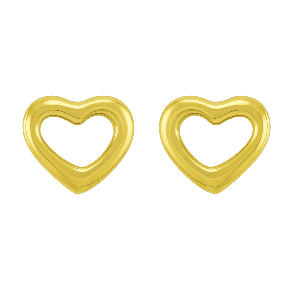 Golden Hollow Heart Stud Earrings Minimal Chic 4